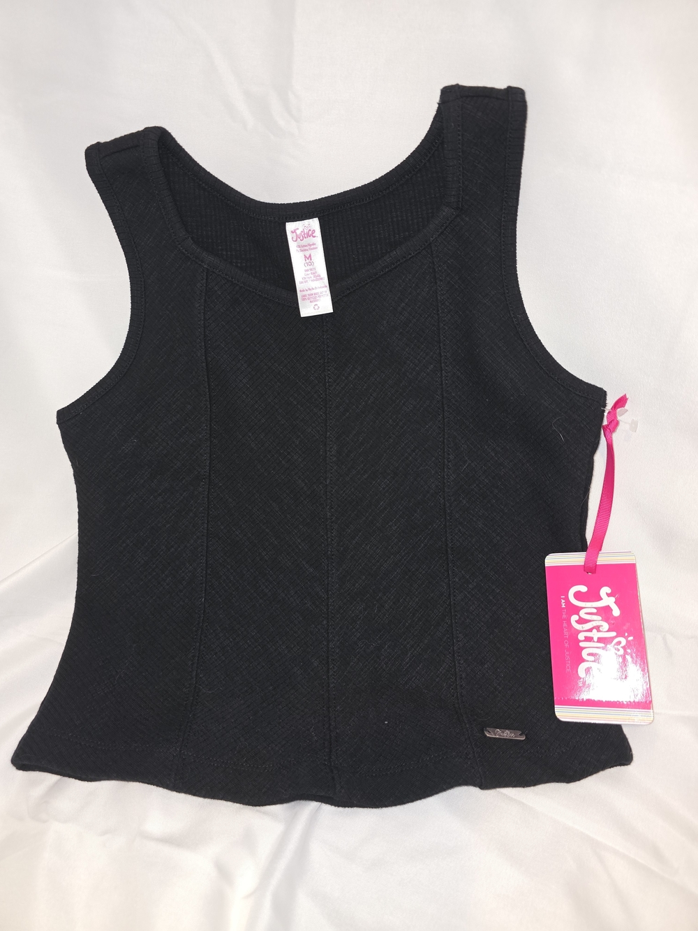 Justice Black Ribbed Tank Top with Scoop Neck